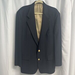 Mark Shale Men’s Navy Blue Wool Blazer Gold Buttons 44R Quiet Luxury